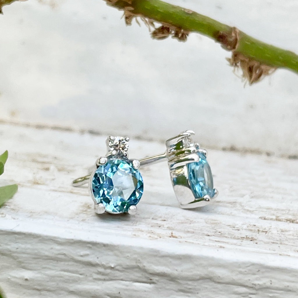 Petite Topaz Diamond Accent Studs