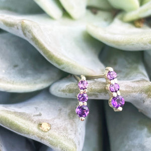 Petite Trilogy Stripe Amethyst Earrings