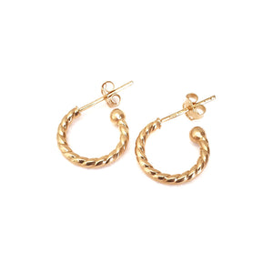 Petite Yellow Gold Rope Hoops