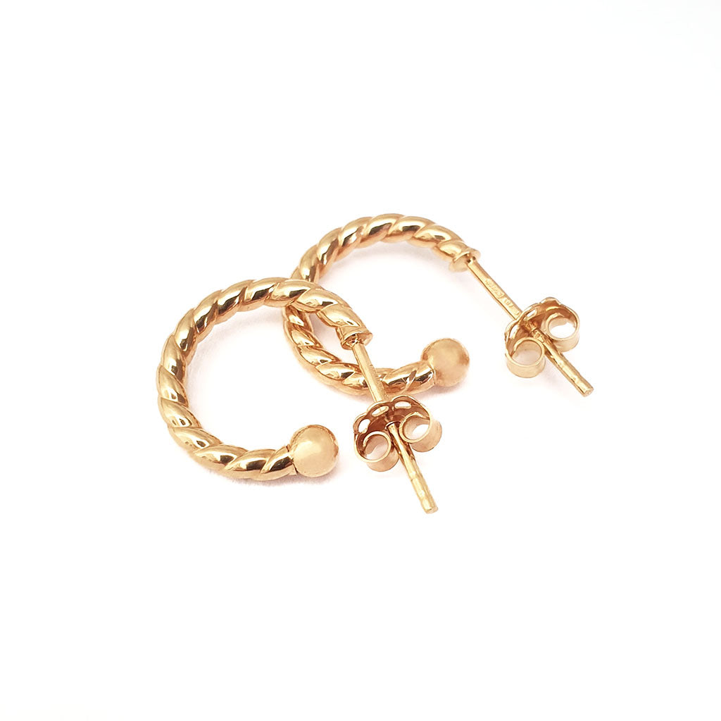 Petite Yellow Gold Rope Hoops