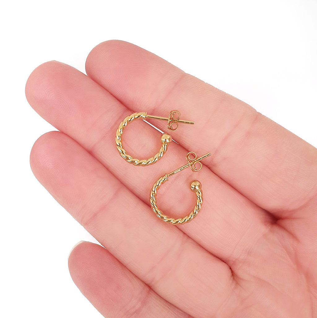 Petite Yellow Gold Rope Hoops
