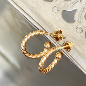 Petite Yellow Gold Rope Hoops