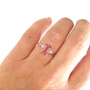 Pink Emerald Cut Tourmaline with petite Diamond Accent