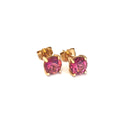 Pink Tourmaline Yellow Gold Studs