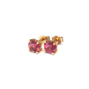 Pink Tourmaline Yellow Gold Studs