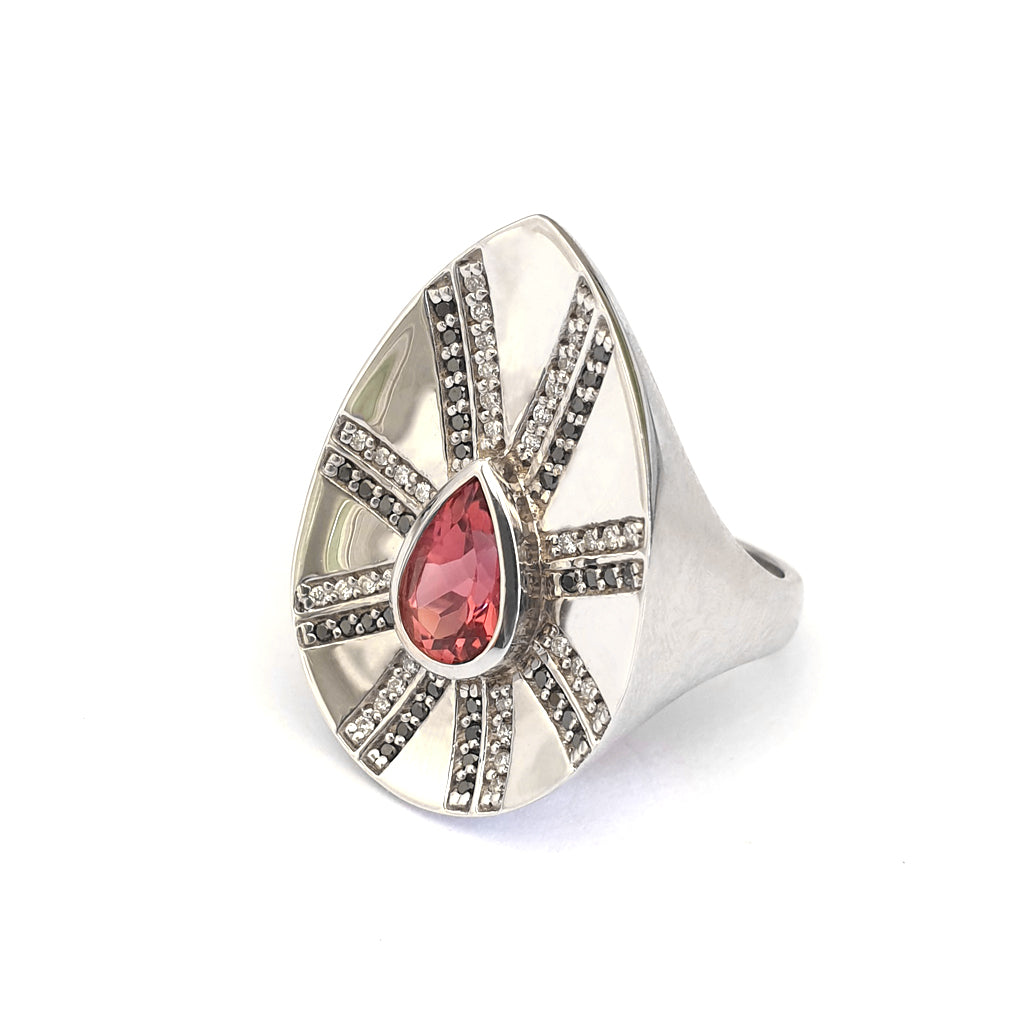 Pink Tourmaline and Diamond Zulu Shield Ring
