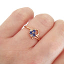 Playful Floral Tanzanite and Diamond Rose Gold Ring