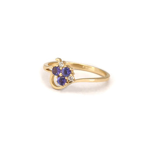 Playful Tanzanite and Diamond Yellow Gold Ring