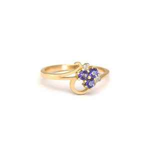 Playful Tanzanite and Diamond Yellow Gold Ring