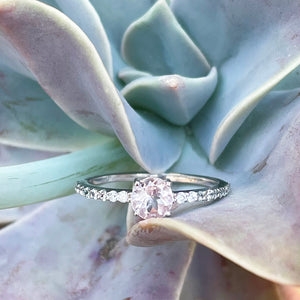 Pretty on Pink Round Morganite with Diamond Band Ring