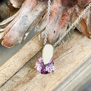 Purple Amethyst Solid Droplet Shaped Bale White Gold Pendant