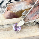 Purple Amethyst Solid Droplet Shaped Bale White Gold Pendant