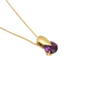 Purple Amethyst Solid Droplet Shaped Bale Yellow Gold Pendant