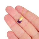 Purple Amethyst Solid Droplet Shaped Bale Yellow Gold Pendant