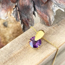 Purple Amethyst Solid Droplet Shaped Bale Yellow Gold Pendant