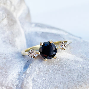 Quaint Black Diamond with Quadrant White Diamond Highlights Ring