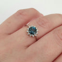 London Blue Topaz and Diamond halo Ring