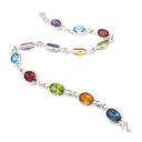 Rainbow Bezel Set White Gold Gemstone Bracelet
