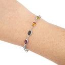 Rainbow Bezel Set White Gold Gemstone Bracelet