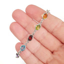 Rainbow Bezel Set White Gold Gemstone Bracelet