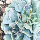 Rainbow Bezel Set White Gold Gemstone Bracelet