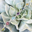 Rainbow Bezel Set White Gold Gemstone Bracelet