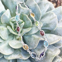 Rainbow Bezel Set White Gold Gemstone Bracelet