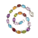 Rainbow Multi Stone Bracelet with Diamond Studded Clasp