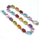 Rainbow Multi Stone Bracelet with Diamond Studded Clasp