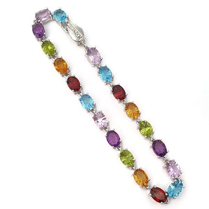 Rainbow Multi Stone Bracelet with Diamond Studded Clasp