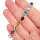 Rainbow Multi Stone Bracelet with Diamond Studded Clasp