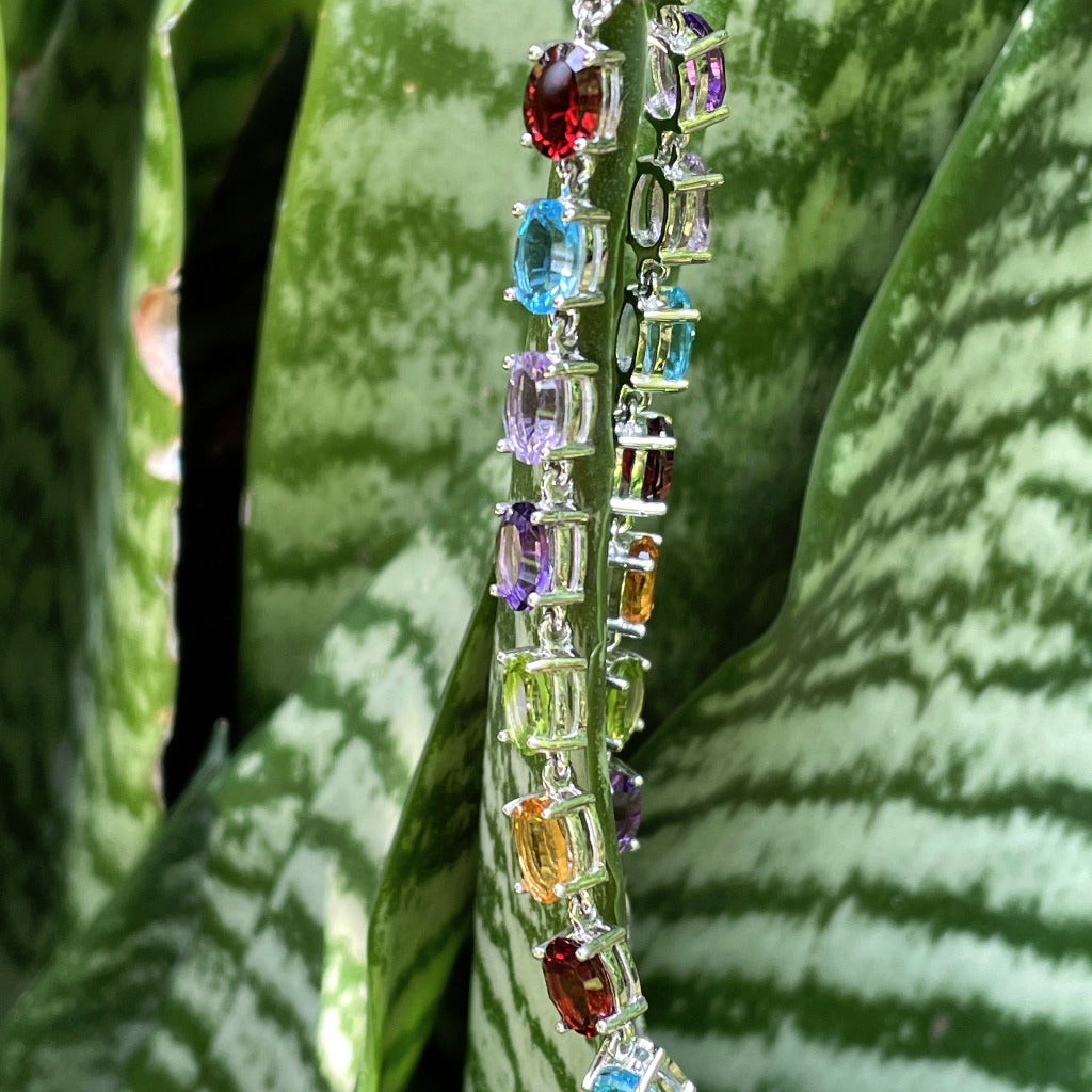 Rainbow Multi Stone Bracelet with Diamond Studded Clasp – Afrogem