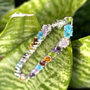 Rainbow Multi Stone Bracelet with Diamond Studded Clasp
