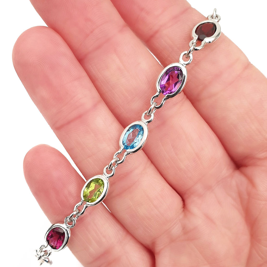 Rainbow Oval Bezel Set Bracelet