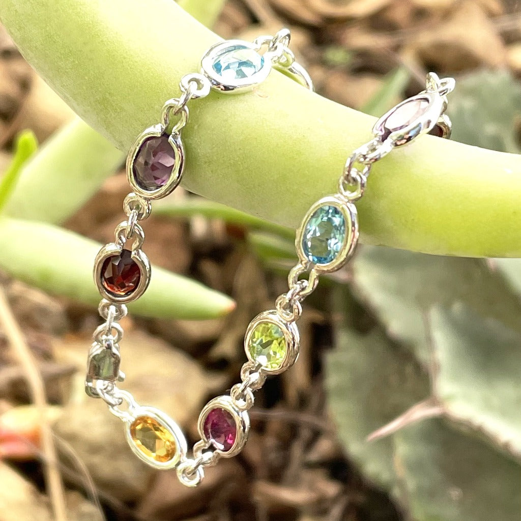 Rainbow Oval Bezel Set Bracelet Afrogem Jewellers