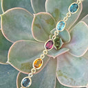 Rainbow Oval Bezel Set Bracelet Yellow Gold