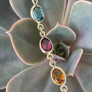 Rainbow Oval Bezel Set Bracelet Yellow Gold