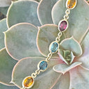 Rainbow Oval Bezel Set Bracelet Yellow Gold