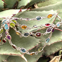 Open Bezel Set Oval Cut Rainbow Necklace