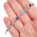 Rainbow Pear Bezel Set Bracelet