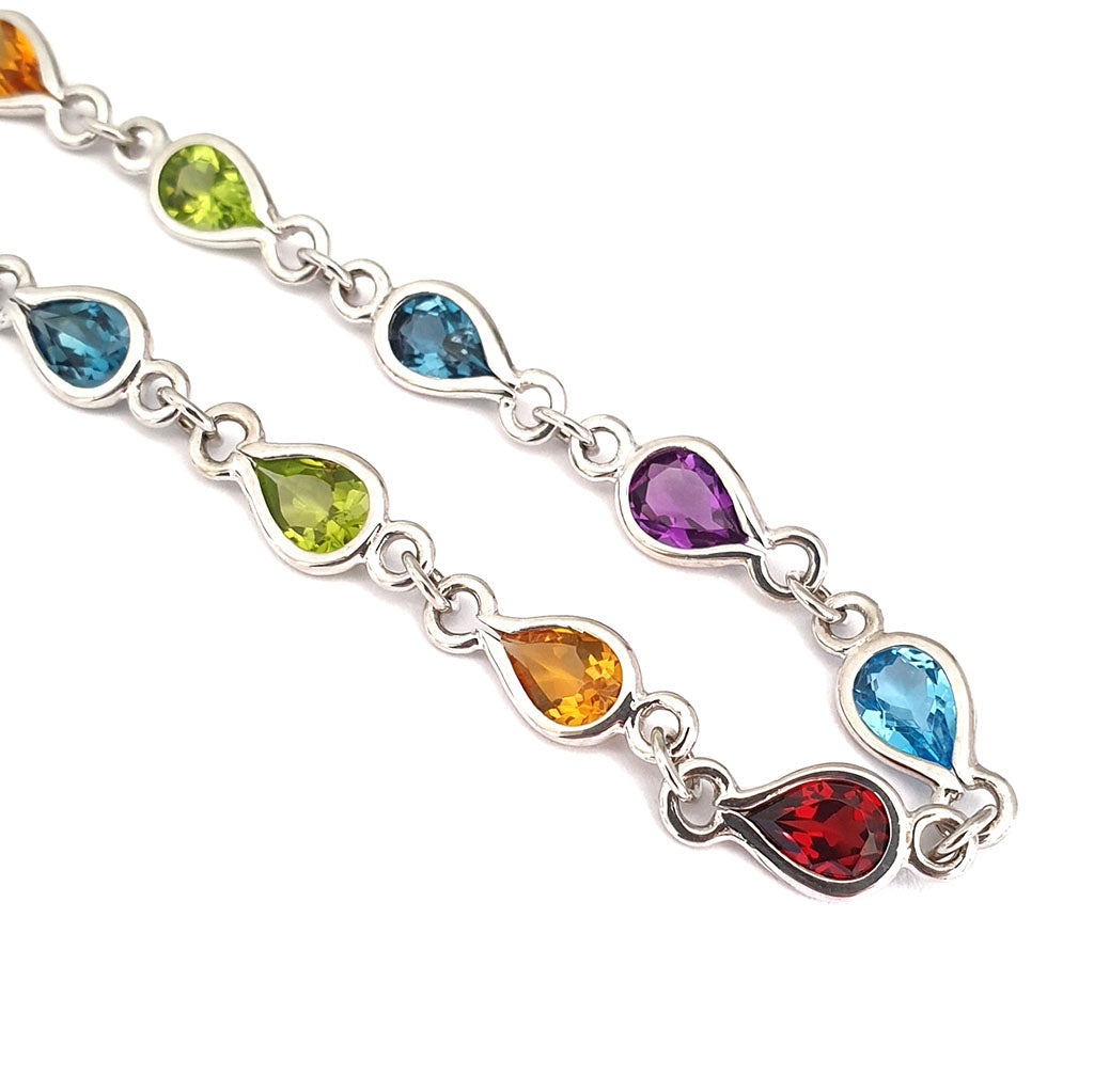 Rainbow Pear Bezel Set Bracelet