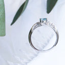 Raised Filigree and Beaded Round Cut Aquamarine Wedding SetRaised Filigree and Beaded Round Cut Aquamarine Wedding Set