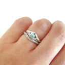 Raised Filigree and Beaded Round Cut Aquamarine Wedding Set