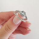 Raised Filigree and Beaded Round Cut Aquamarine Wedding Set