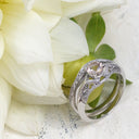 Raised Filigree and Beaded Round Cut Morganite Wedding Set