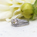 Raised Filigree and Beaded Round Cut Morganite Wedding Set