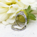 Raised Filigree and Beaded Round Cut Morganite Wedding Set