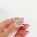 Raised Filigree and Milgrain Round Cut Morganite Wedding Set