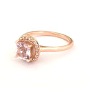 Raised Cushion Cut Morganite and Diamond Halo Ring