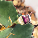 Regal Grape Garnet and Diamond Yellow Gold Ring